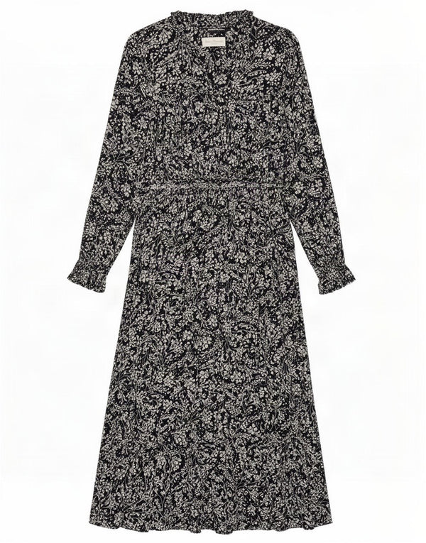 Marks & Spencer Langærmet Maxikjole til kvinder UK 10 Small Navy Blue Floral