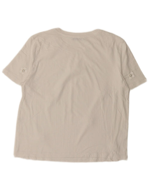 Zara Dame T-Shirt Top UK 14 Medium White Floral