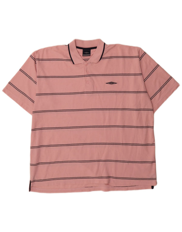 Umbro Herre Polo Shirt 2XL Pink Stribet Polyester