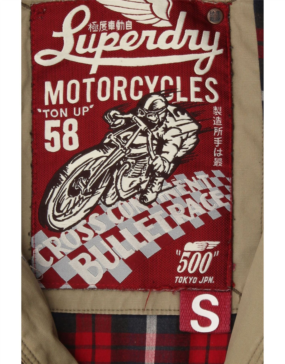 Superdry Womens Motorstyle Grafisk Quiltet Jakke UK 10 Small Khaki