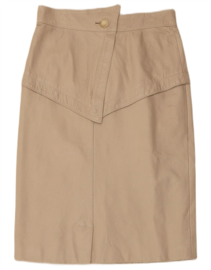 Vintage lædernederdel til kvinder W28 Medium Beige