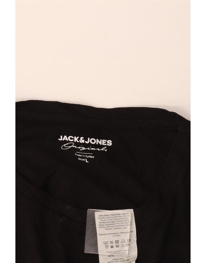 Jack & Jones Herre grafisk T-shirt Top Stor sort bomuld