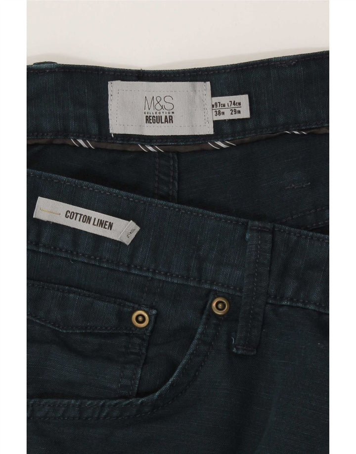 Marks & Spencer Herre Regular Casual Bukser W38 L29 Marineblå Bomuld