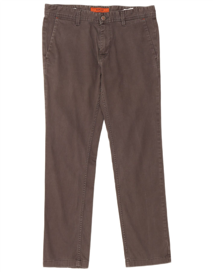 REPLAY Womens Tom Regular Fit Chino Trousers W31 L30 Grey Cotton