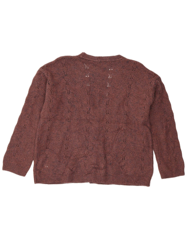 White Stuff Womens Loose Fit Cardigan Sweater UK 14 Medium Maroon Acrylic