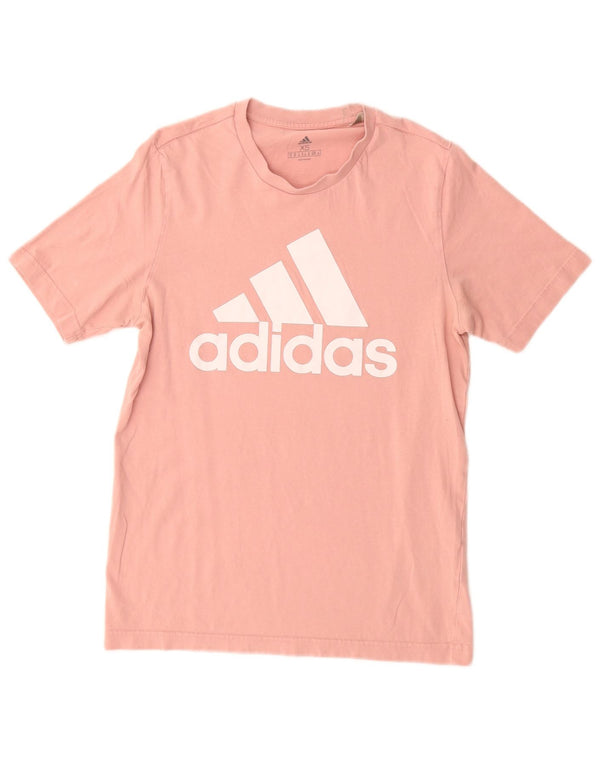 ADIDAS grafisk T-shirt top til kvinder UK 6 XS Pink bomuld