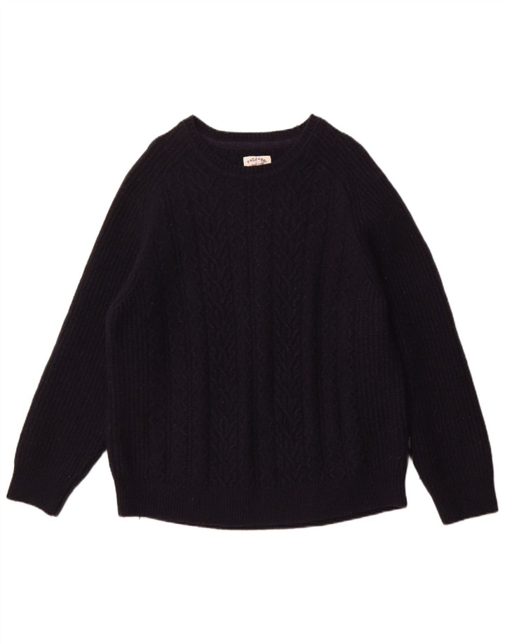 Fat Face Dame Crew Neck Jumper Sweater UK 22 3XL Navy Blue Wool