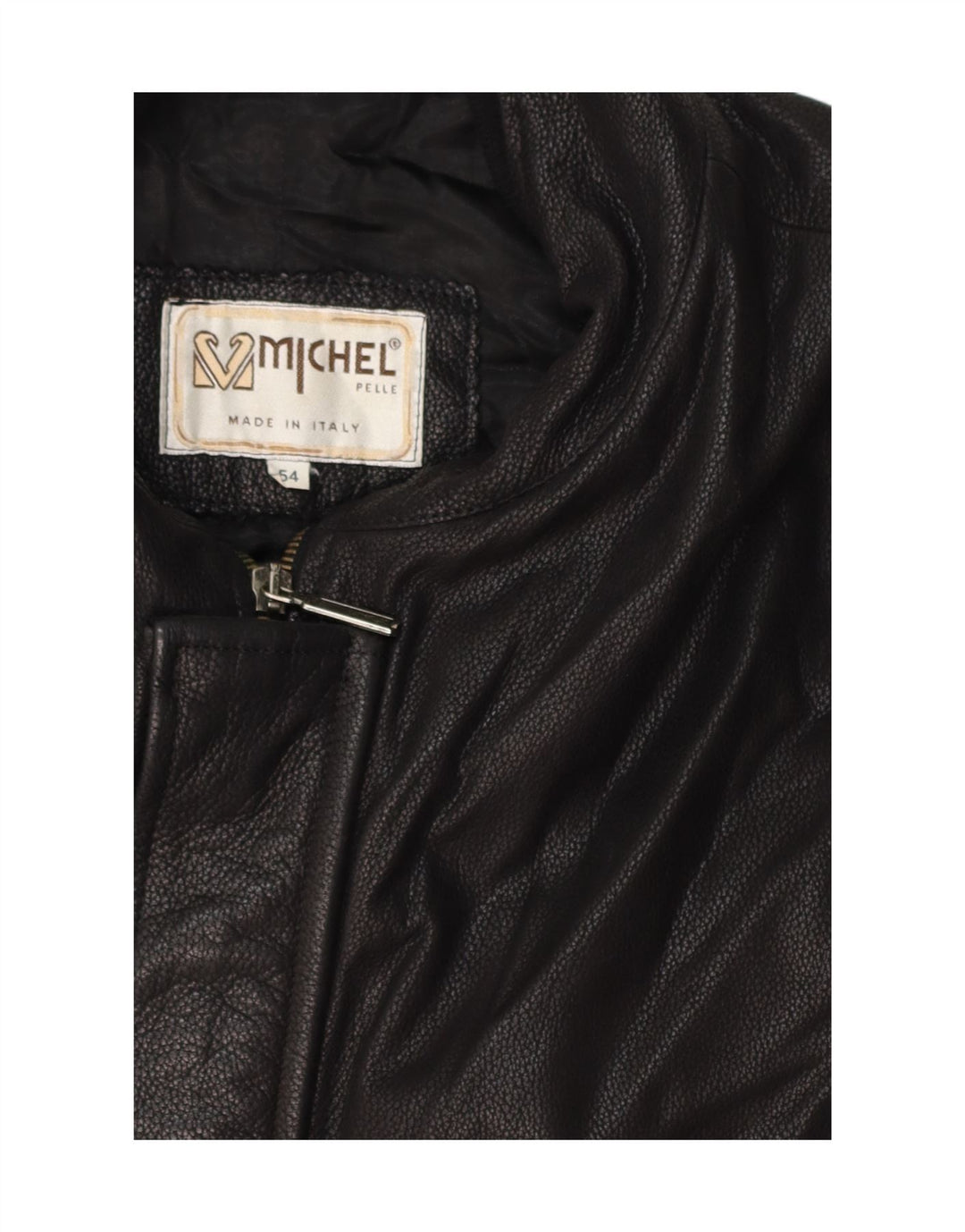 MICHEL Mens Leather Coat IT 54 2XL Black Leather