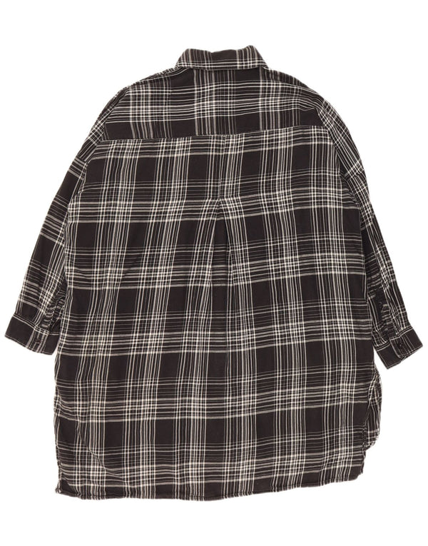 Zara Kvinders Grafisk Oversized Skjortekjole UK 10 Lille sort ternet bomuld