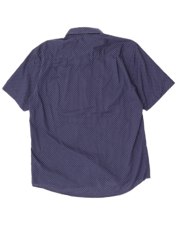 Pierre Cardin Herre Kortærmet Regular Fit Skjorte XL Navy Blue Geometric