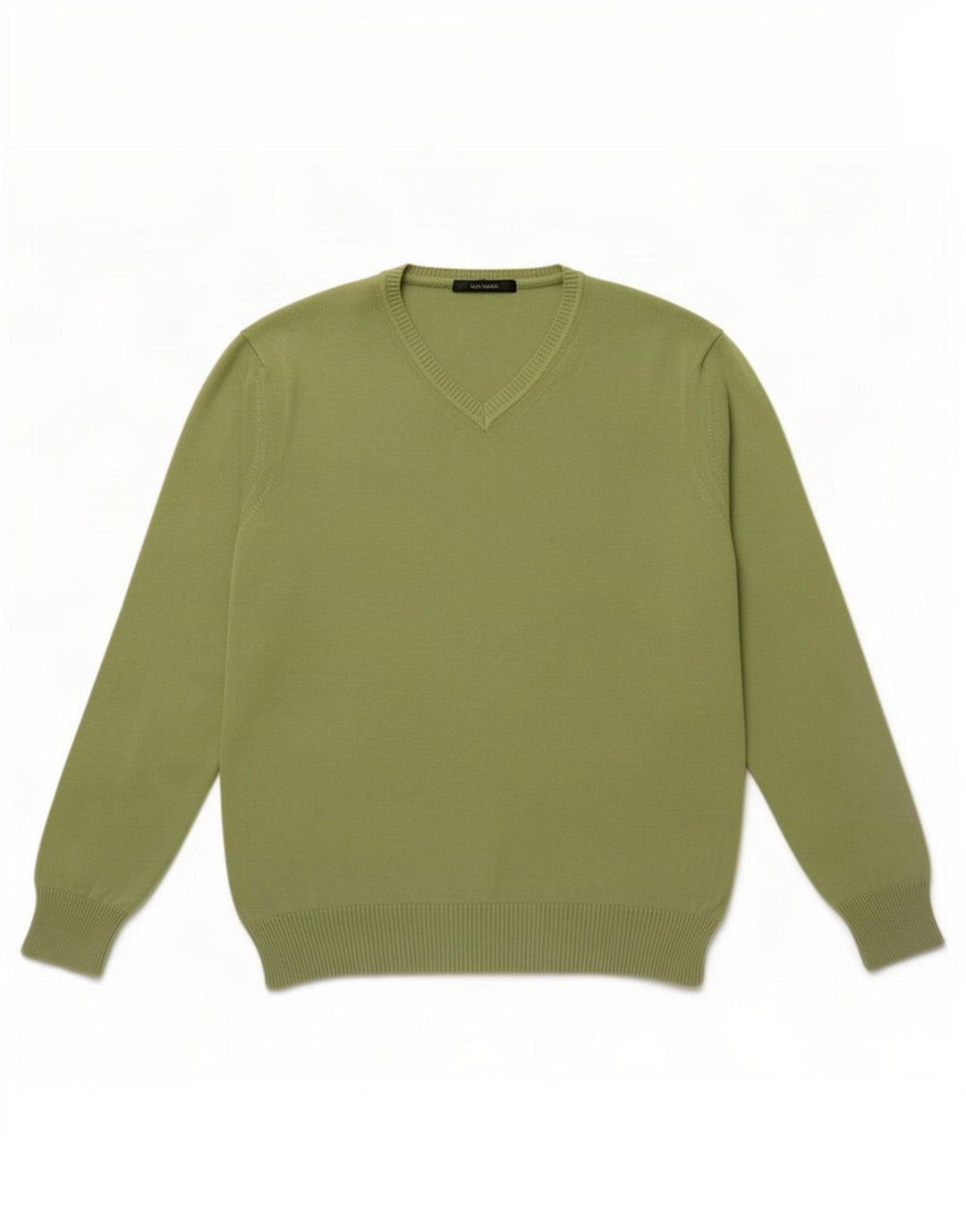 Zara Herre V-hals sweater Stor grøn bomuld
