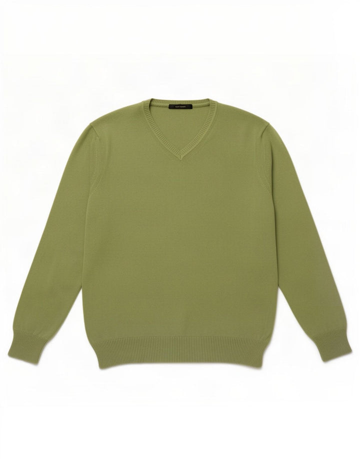 Zara Herre V-hals sweater Stor grøn bomuld