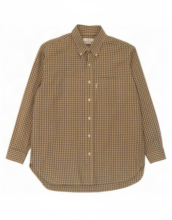 Valentino Mens Shirt Size 42 Large Yellow Check Cotton