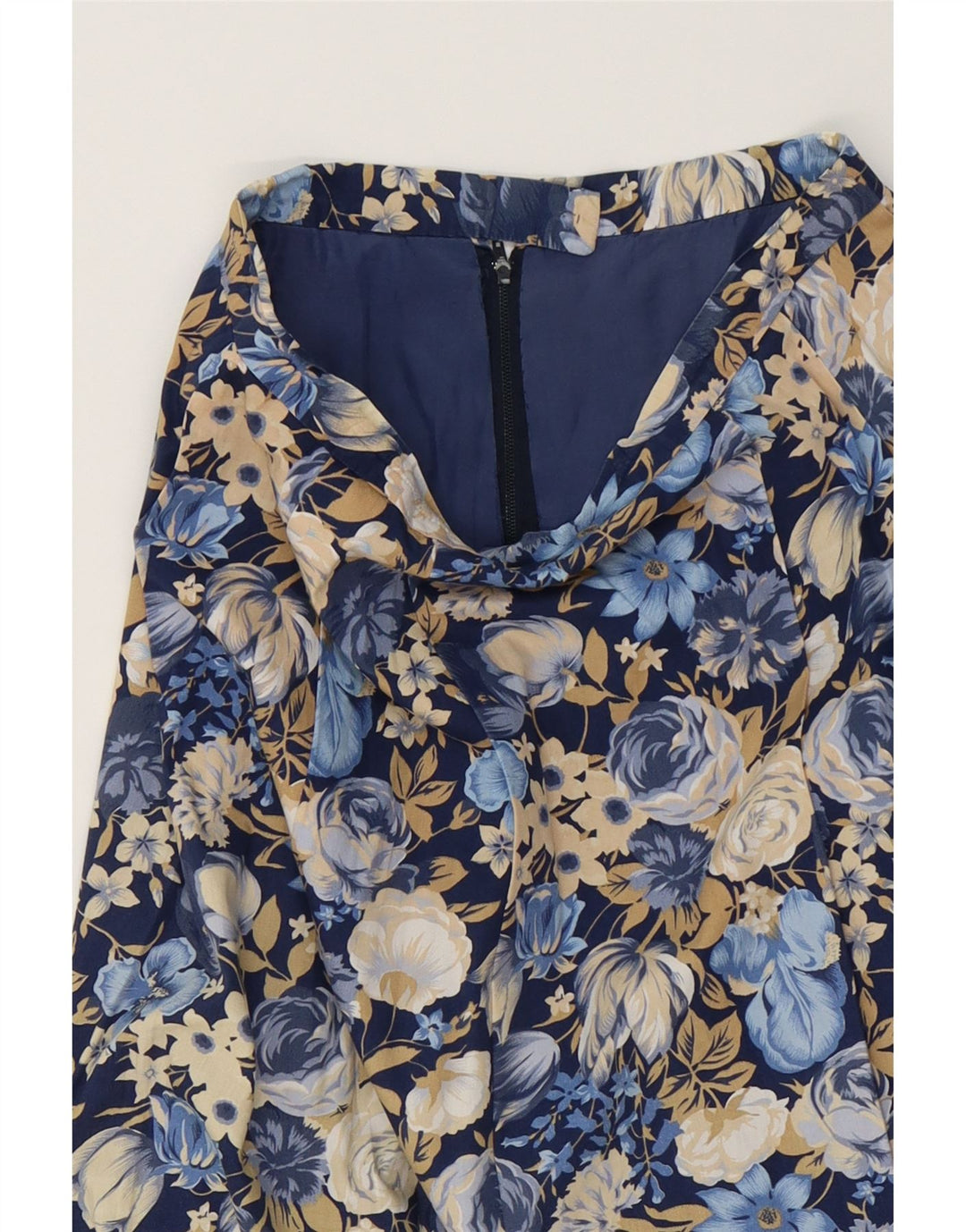 VINTAGE Womens A-Line Skirt W30 Medium  Navy Blue Floral Vintage Vintage and Second-Hand Vintage from Messina Hembry 