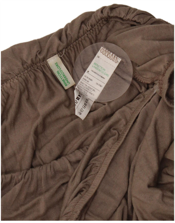 Benetton Womens Crop Off Shoulder Top UK 12 Medium Grey Viscose