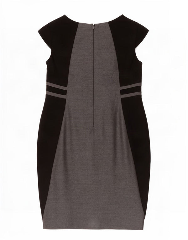Marks & Spencer Womens Sheath Dress UK 14 Medium Grey Colourblock Polyester