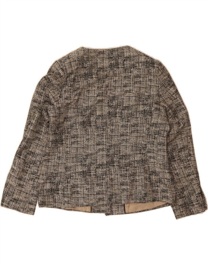 VIYELLA Womens 1 Button Blazer Jacket UK 14 Large  Grey Flecked Cotton Vintage Viyella and Second-Hand Viyella from Messina Hembry 