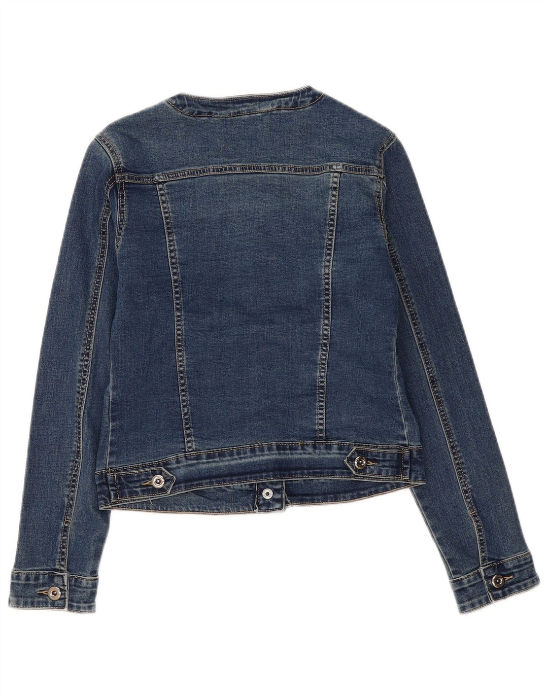 Vintage Dame Crop Denim Jacket UK 12 Medium Navy Blue Bomuld