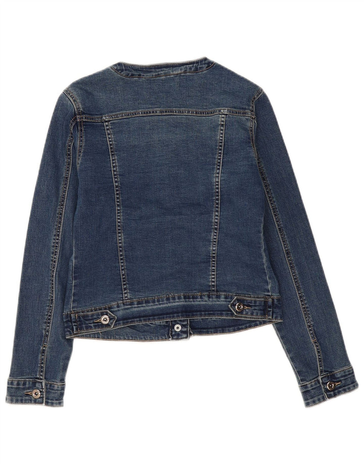 Vintage Dame Crop Denim Jacket UK 12 Medium Navy Blue Bomuld