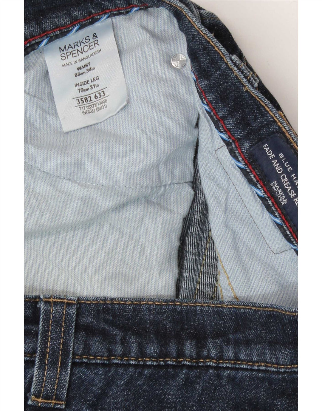 Marks & Spencer Herre Blue Harbor Straight Jeans W34 L31 Blue Cotton