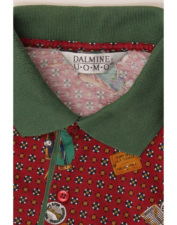 DALMINE Herre abstrakt mønster poloshirt IT 48 Medium rødbrun plettet