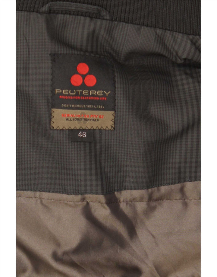 PEUTEREY Bomber polstret jakke til mænd IT 46 Small Grå Houndstooth Polyamid