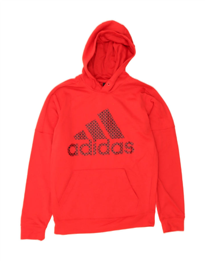 ADIDAS Mens Graphic Hoodie Jumper Small Red Polyester Vintage Adidas and Second-Hand Adidas from Messina Hembry 