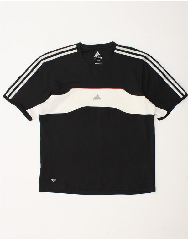 ADIDAS Herre T-Shirt Top Medium Sort Colourblock Polyester