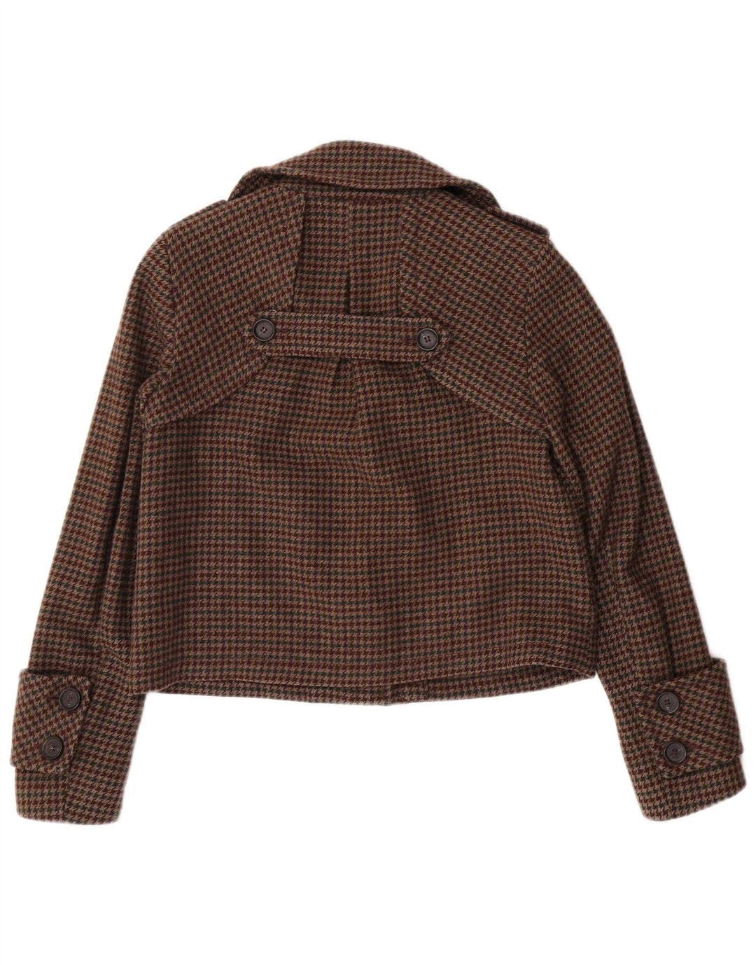 ZARA Bomberjakke til kvinder UK 8 Small Brown Houndstooth Uld