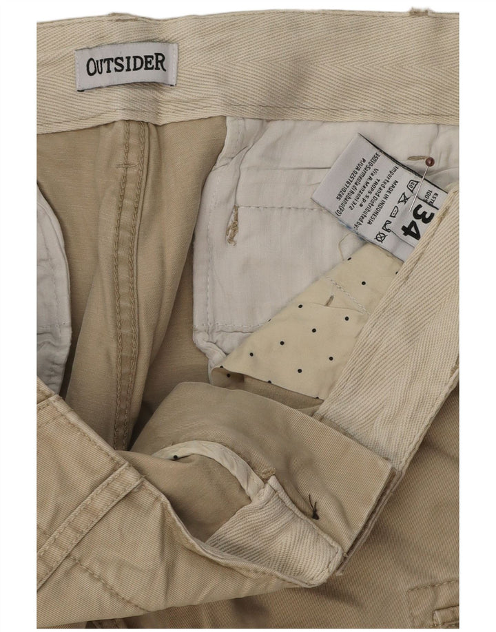 OUTSIDER Herre Cargo Shorts W34 Large Beige Bomuld