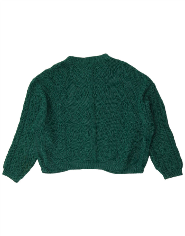 Benetton Dame Cardigan Sweater UK 16 Stor Grøn Uld