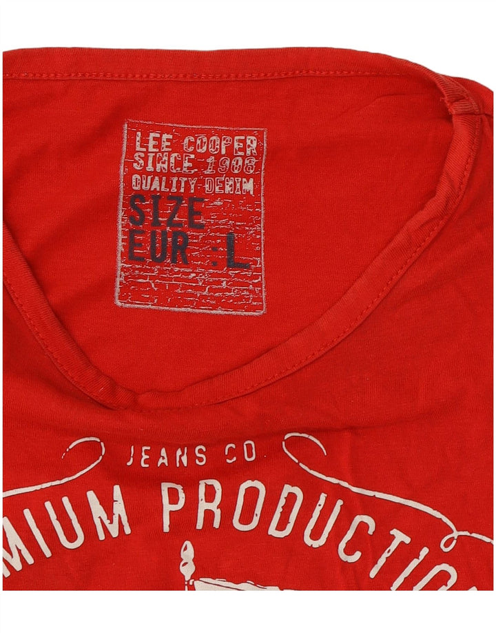 LEE COOPER Mens Graphic T-Shirt Top Large Red Cotton