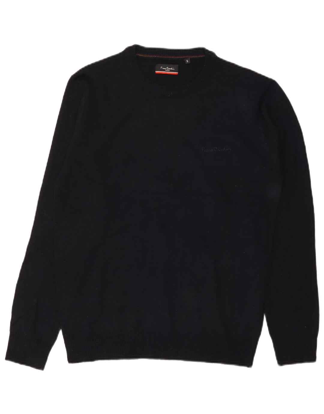 PIERRE CARDIN Herre sweater med rund hals, lille sort akryl
