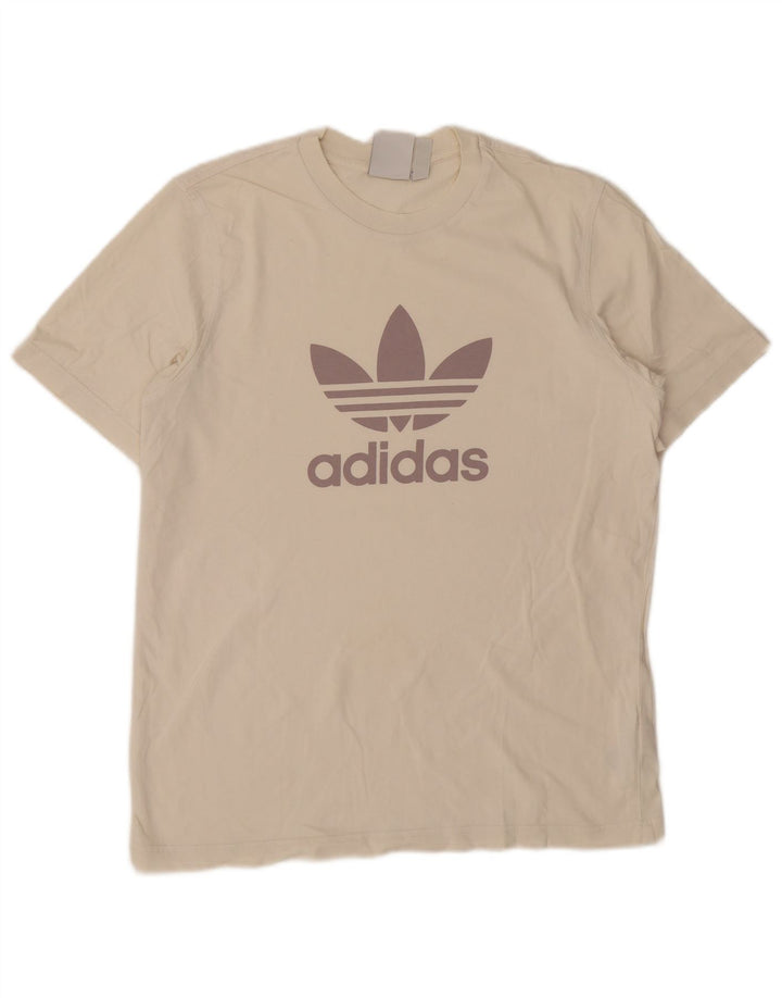 ADIDAS grafisk t-shirt til mænd, medium hvid bomuld