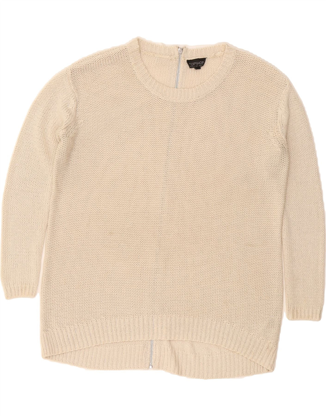 TOPSHOP Womens Oversized Cardigan Sweater UK 8 Small Beige Acrylic Vintage Topshop and Second-Hand Topshop from Messina Hembry 
