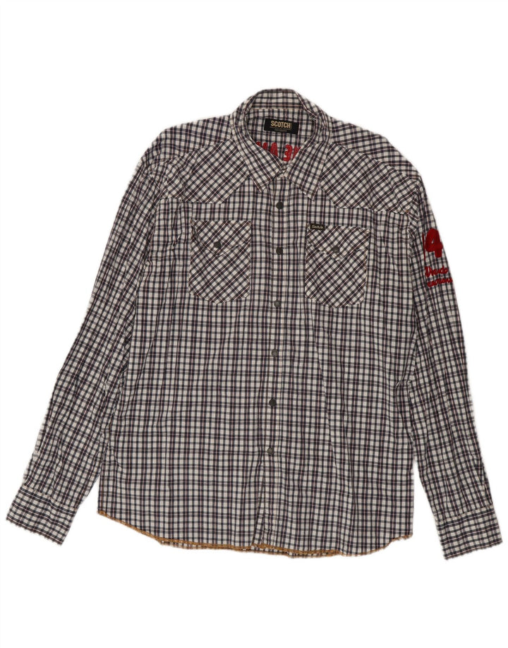Scotch & Soda Herre grafisk skjorte 2XL sort ternet bomuld