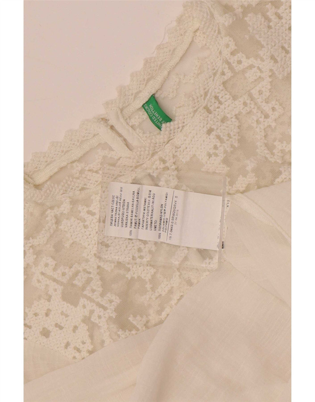 Benetton Dame Langærmet Bluse Top UK 10 Small White Bomuld