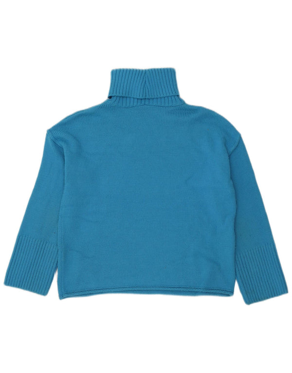 Topshop Womens Crop Oversized trøjetrøje med rullehals UK 4 XS blå akryl
