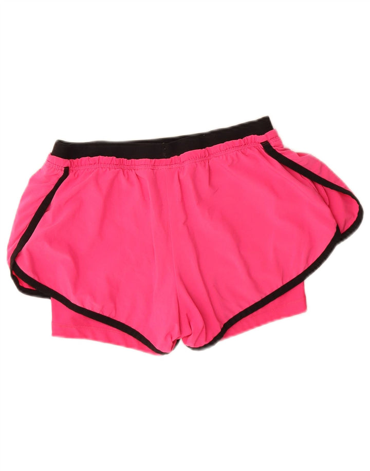 NIKE Dame Dri Fit sportsshorts UK 8 Small Pink Colourblock Polyester
