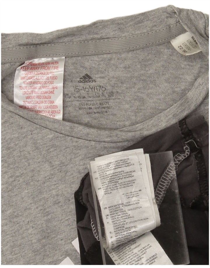 ADIDAS Grafisk T-shirt til drenge 15-16 år Grå Colourblock Bomuld