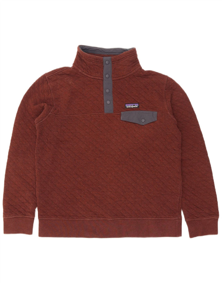 Patagonia Herre Button Neck Sweatshirt Jumper lille rødbrun bomuld
