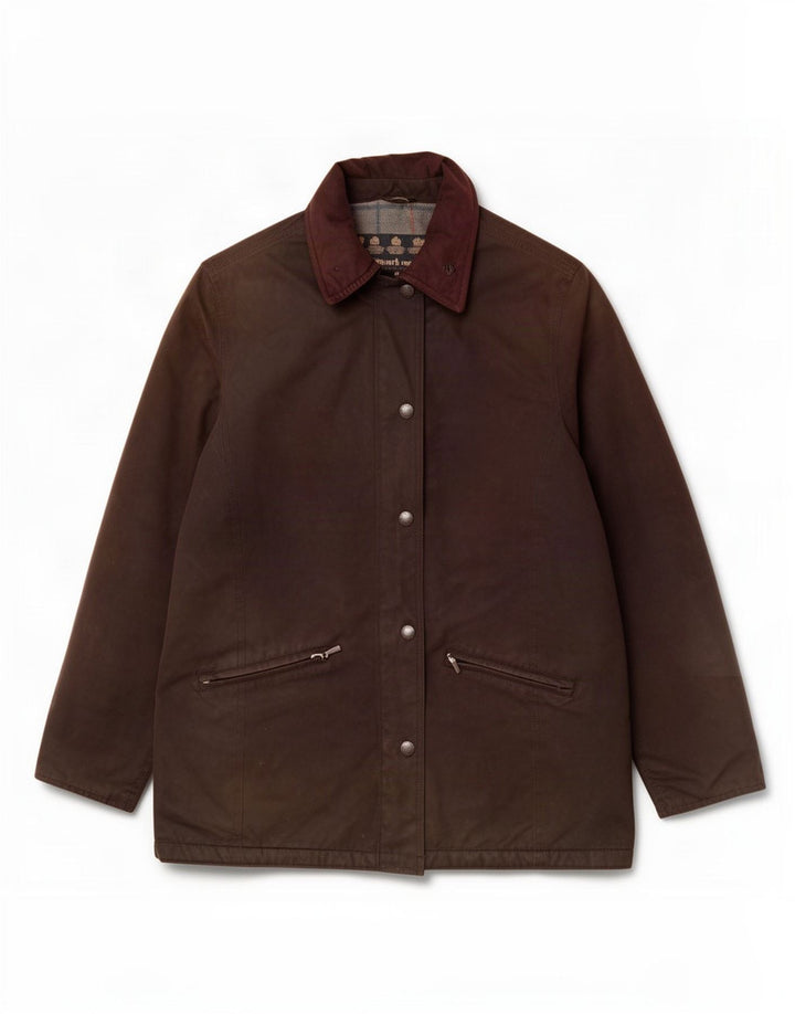 Barbour Womens vokset bomuldsjakke UK 14 Stor brun polyester