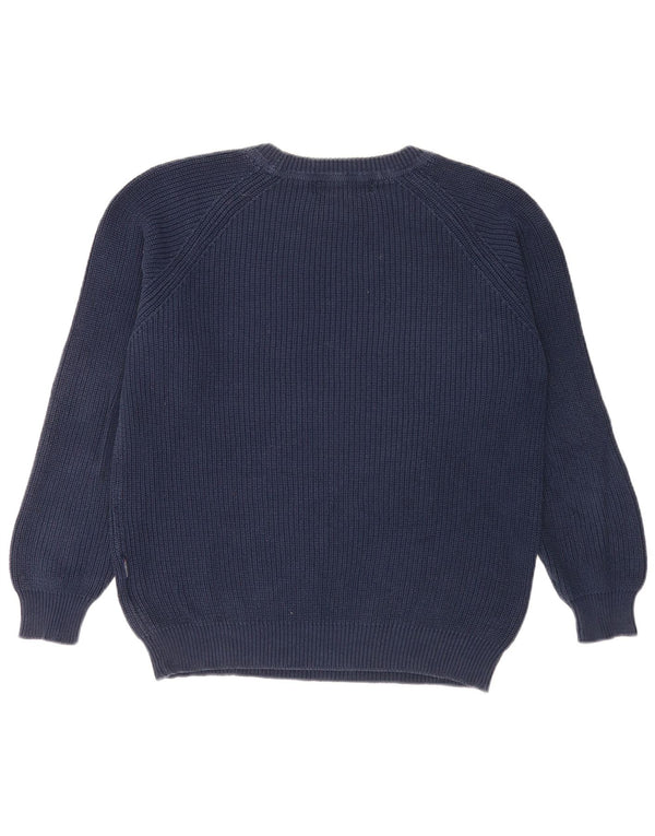 Vintage Herre Boat Neck Jumper Sweater 2XL Navy Blue Bomuld