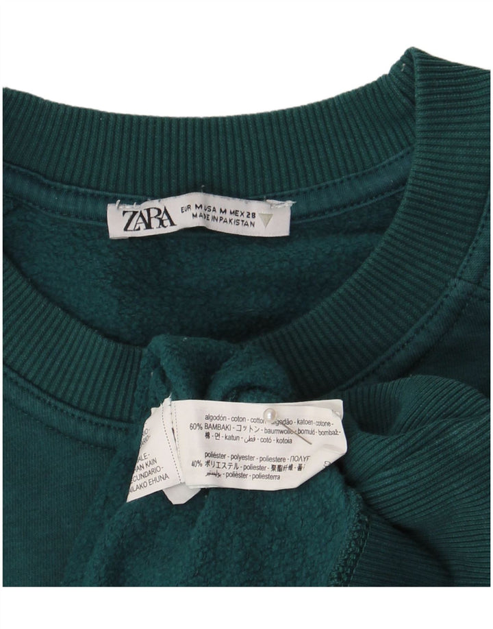 Zara Dame Oversized Sweatshirt Jumper UK 14 Medium Grøn Bomuld