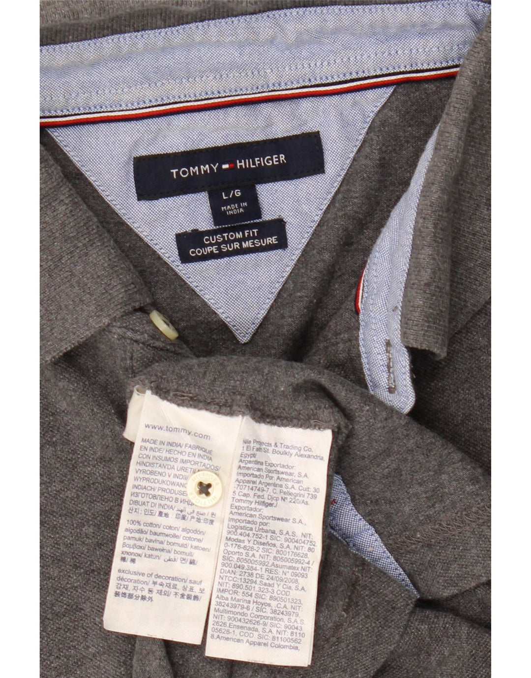 Tommy Hilfiger Herre Custom Fit Polo Shirt Stor Grå Bomuld