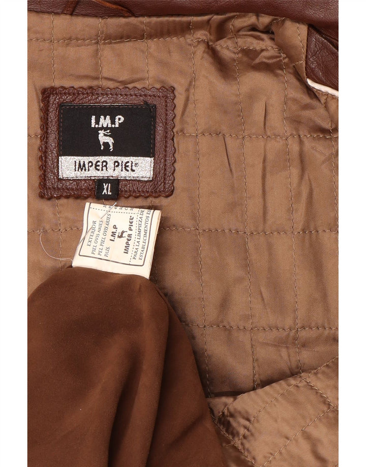 Vintage herre læderjakke UK 42 XL brunt læder