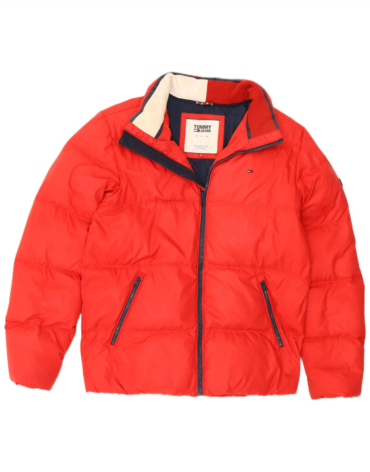 Tommy Hilfiger Herre polstret jakke UK 42 XL Rød Polyester