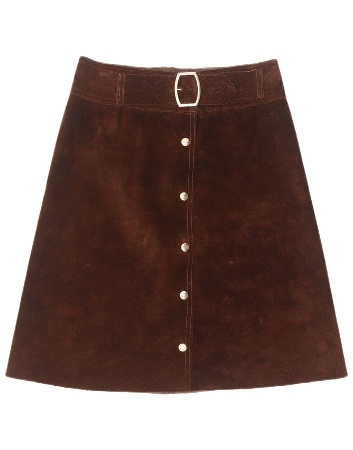 Vintage ruskindsnederdel til kvinder W28 Medium Brown