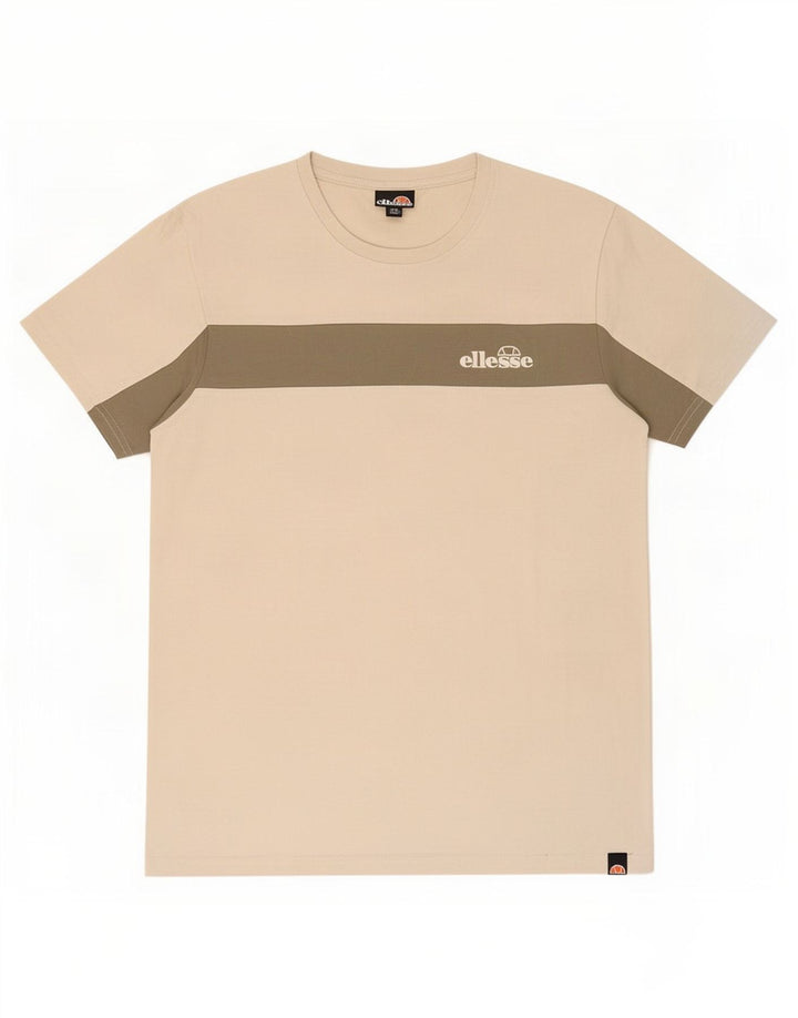 Ellesse Herre T-Shirt Top Medium Beige Colourblock Bomuld