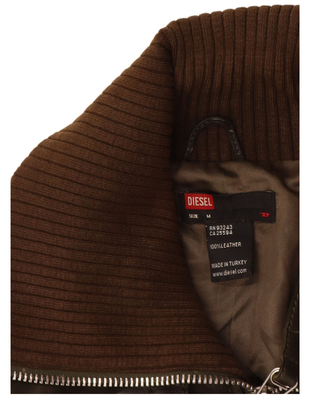 Diesel Womens Bomber Læderjakke UK 12 Medium Brown Læder